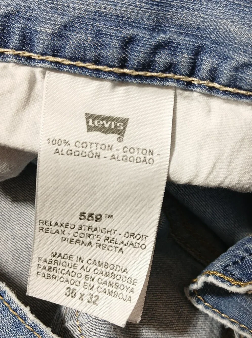 Levi's 559 Men Jeans 36x32 90s Y2K Relaxed Straight Blue Cotton Denim - Picture 9 of 9